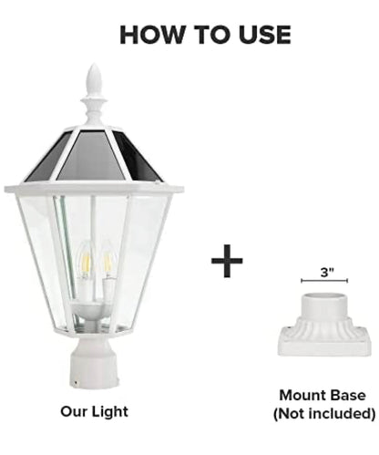 Lighteme LED Solar Fence Cap Lights,Dusk to Dawn Vintage Street Lights, 300LM, 2700K,Cast Aluminum