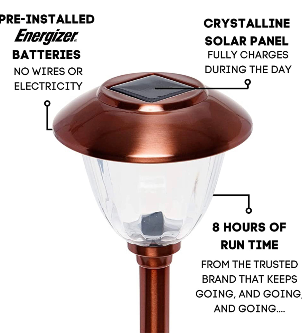 Lighteme 8 Pack Solar Pathway LED Lights Outdoor-Stainless Steel 15 Lumen