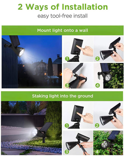Lighteme Solar SpotLights Outdoor, Waterproof Solar Powered Landscape  2-in-1 Wall Light Auto On/Off , Pack of 4
