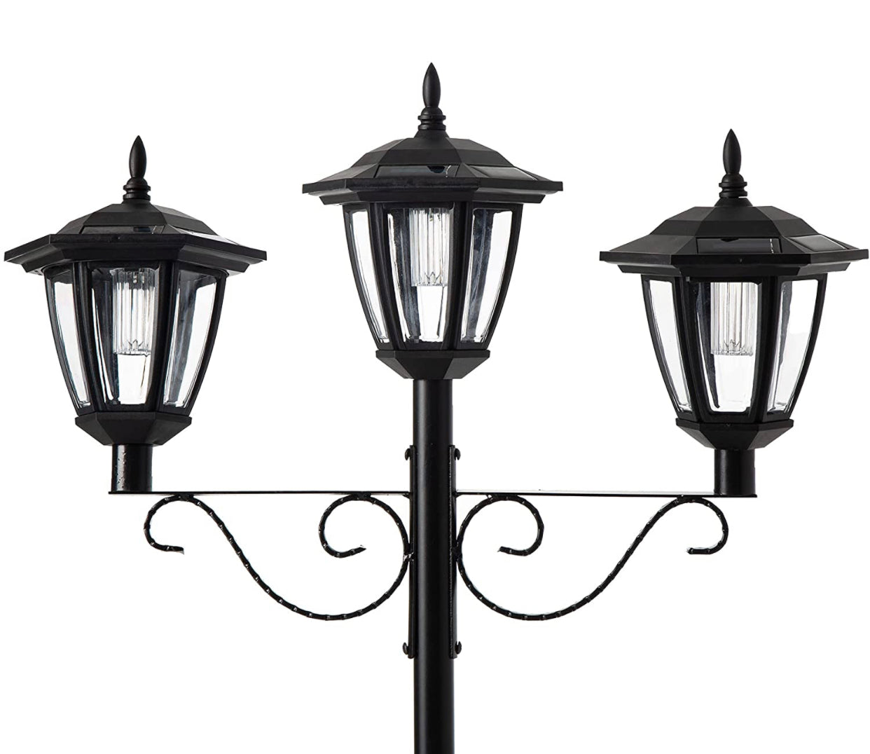 Lighteme 3 Fixture Outdoor Solar LED Lamp Post With 50 Lumen - 72Inch
