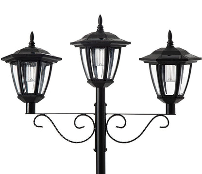 Lighteme 3 Fixture Outdoor Solar LED Lamp Post With 50 Lumen - 72Inch