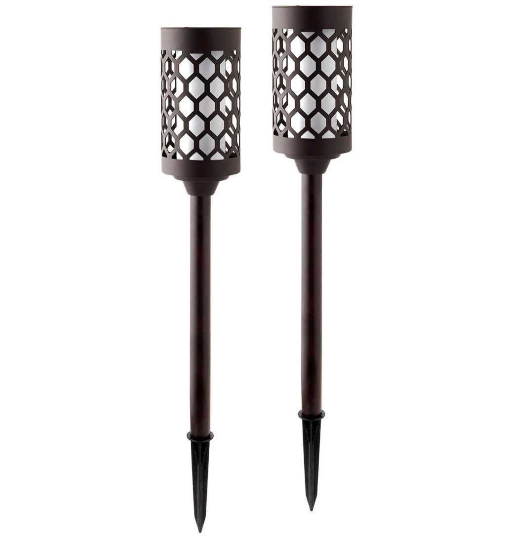Lighteme High End 20 lumen Solar Pathway Torch Light Die-cast Aluminum and Glass (2-Pack)