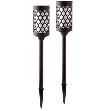 Lighteme High End 20 lumen Solar Pathway Torch Light Die-cast Aluminum and Glass (2-Pack)