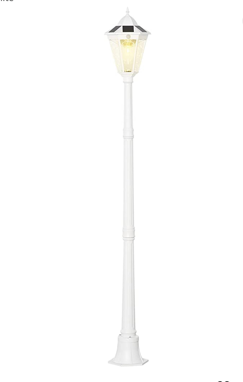 Lighteme 77" Solar Lamp Post Light, Waterproof Aluminum And Glass Outdoor Vintage Post Lamp