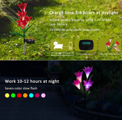 Lighteme Solar Lily Flower Lights (Pack of 4 = 16 Flowers)