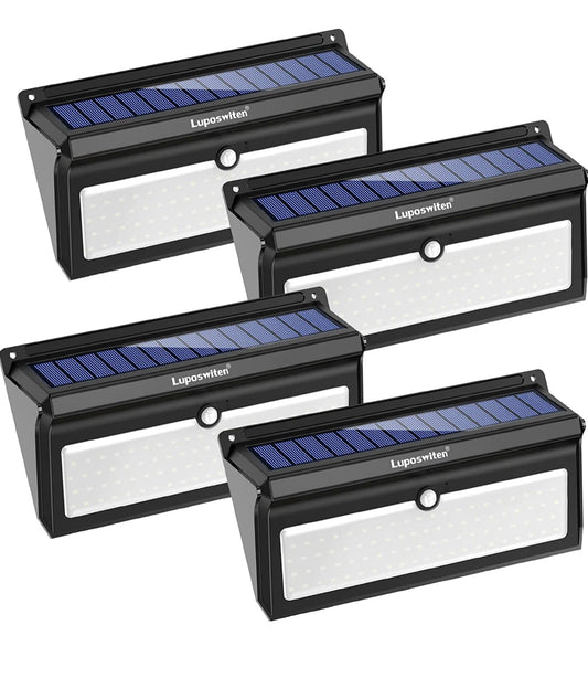 Lighteme Solar Outdoor Lights 100 LED Motion Sensor Solar Security Lights 4-Pack