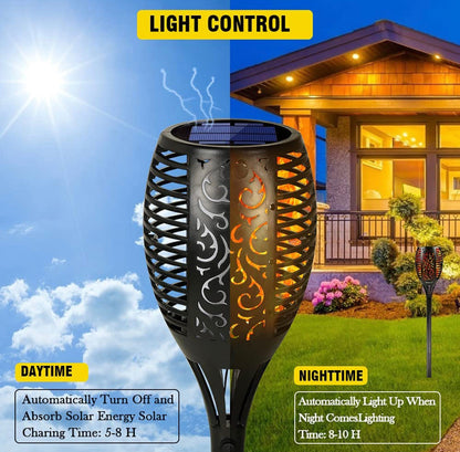 Lighteme Solar LED Flame Lamp Lawn Flame Flickering Torch Light Outdoor Fire 96 LED Lights 4 Pack