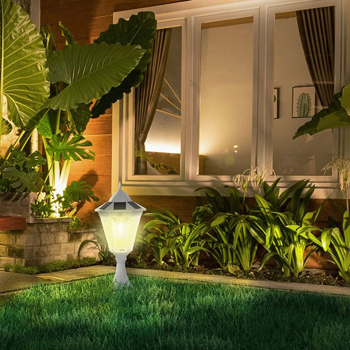 Lighteme 22" Solar Lamp Post Light, Outdoor Fixture with All Weather Aluminum, Motion Activated