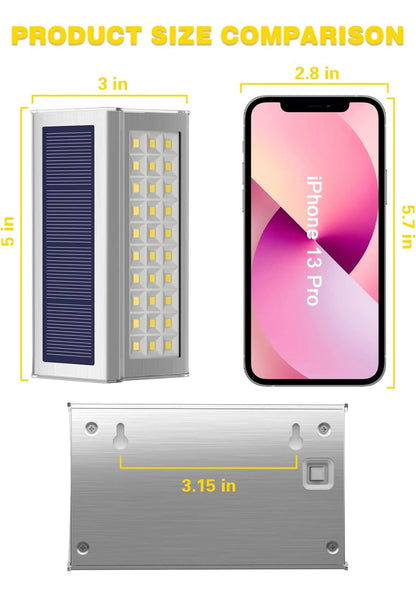 【6 Pack】Lighteme 30 LED Solar Step Lights Outdoor Stainless Steel Bright Solar Deck And Stairs Lights