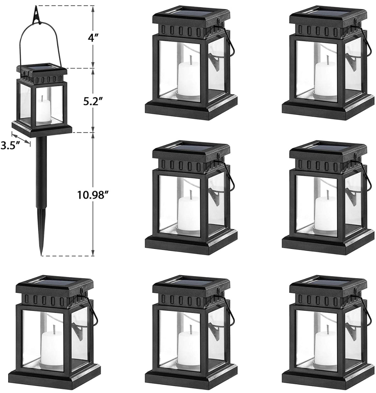 Lighteme 8 Pack Solar Pathway 10 lumen Hanging Candle Lantern Light- Warm White