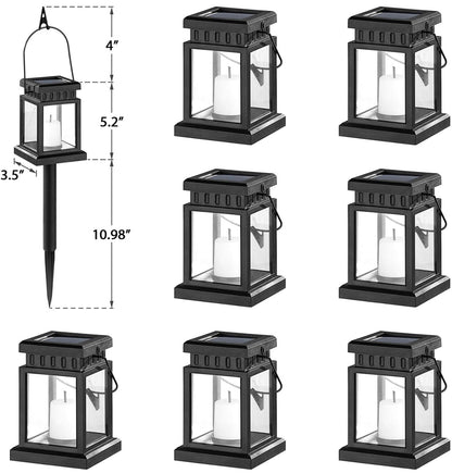 Lighteme 8 Pack Solar Pathway 10 lumen Hanging Candle Lantern Light- Warm White