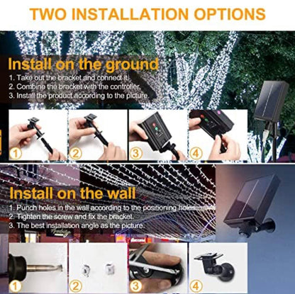 Lighteme 165Ft Solar String Lights White Wire Outdoor,500 LED Christmas Lights with 8 Modes and Timer, Remote Control