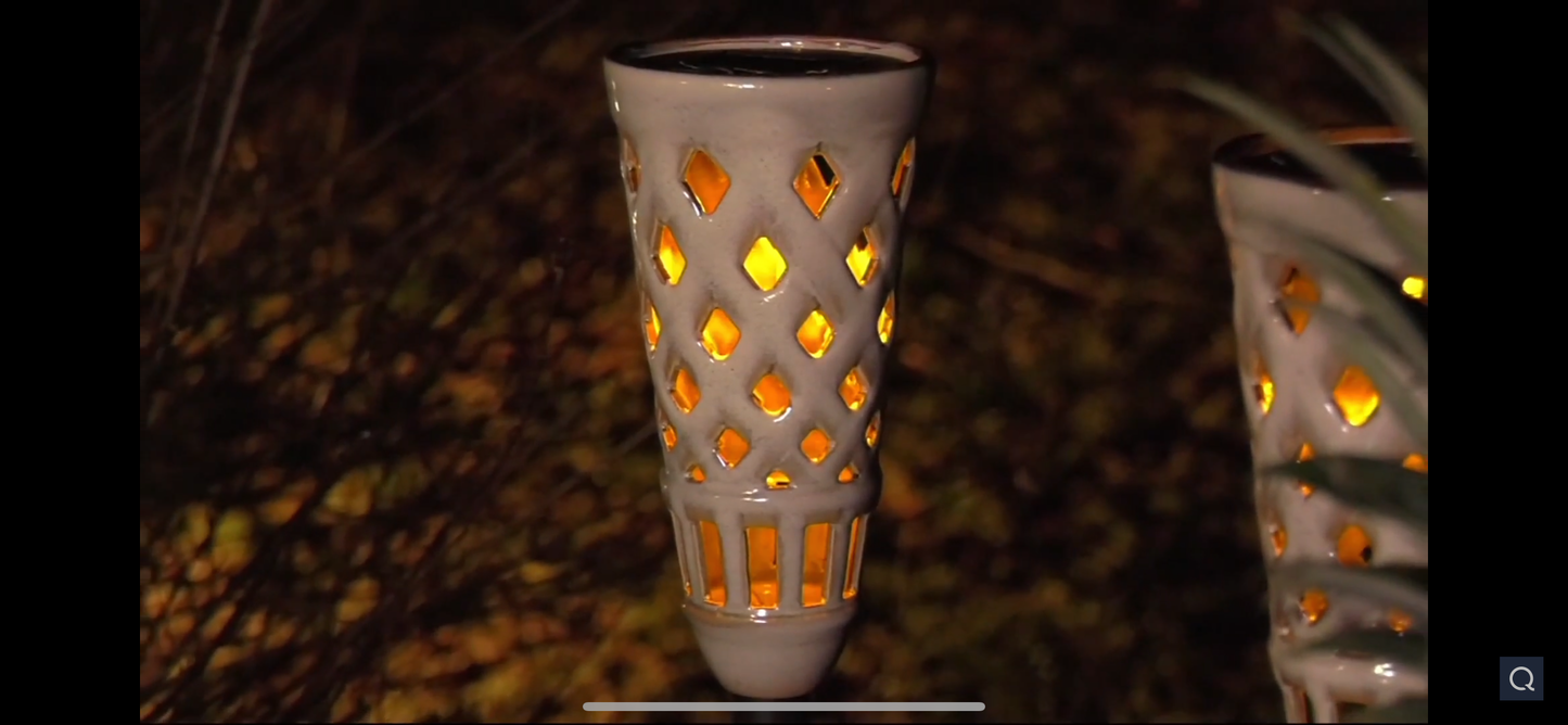 Lighteme 2 Pack LED Ceramic Solar Tiki Torch Lights Flickering  Lights Color:WHITE