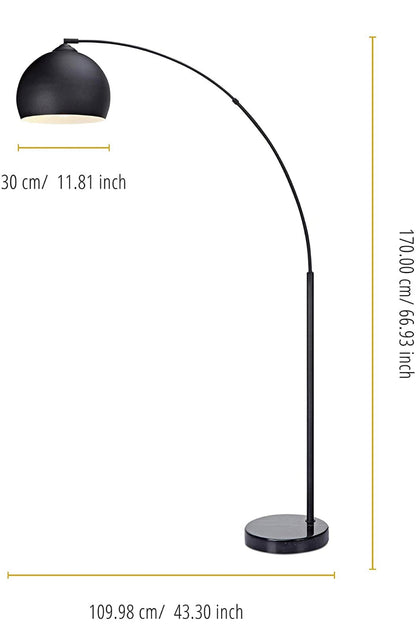 Lighteme Arc-Stehlampe für über der Couch mit kugelförmigem Lampenschirm, passt zu Ihrer Wohnzimmereinrichtung – hohes Stehlicht (4 Farben)