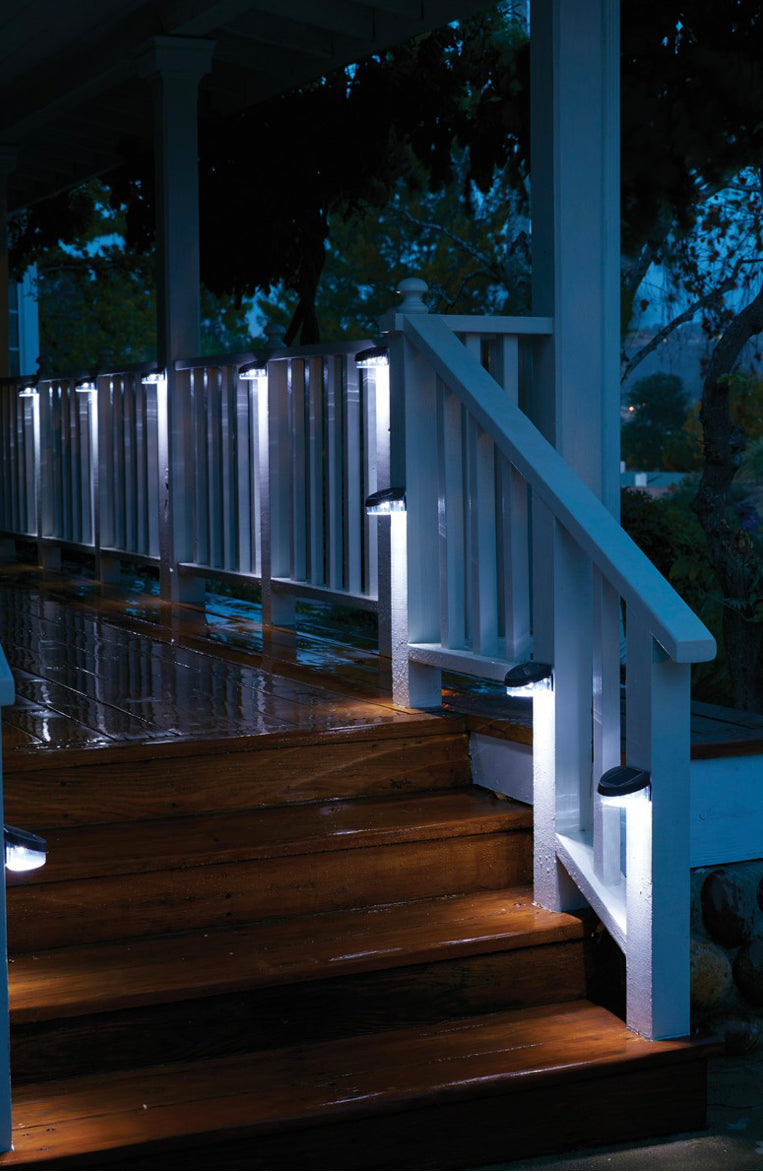 Lighteme Black Solar Powered LED Post Cap Fence Light 4 Pack