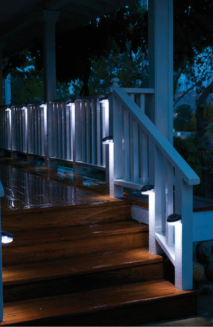 Lighteme Black Solar Powered LED Post Cap Fence Light 4 Pack
