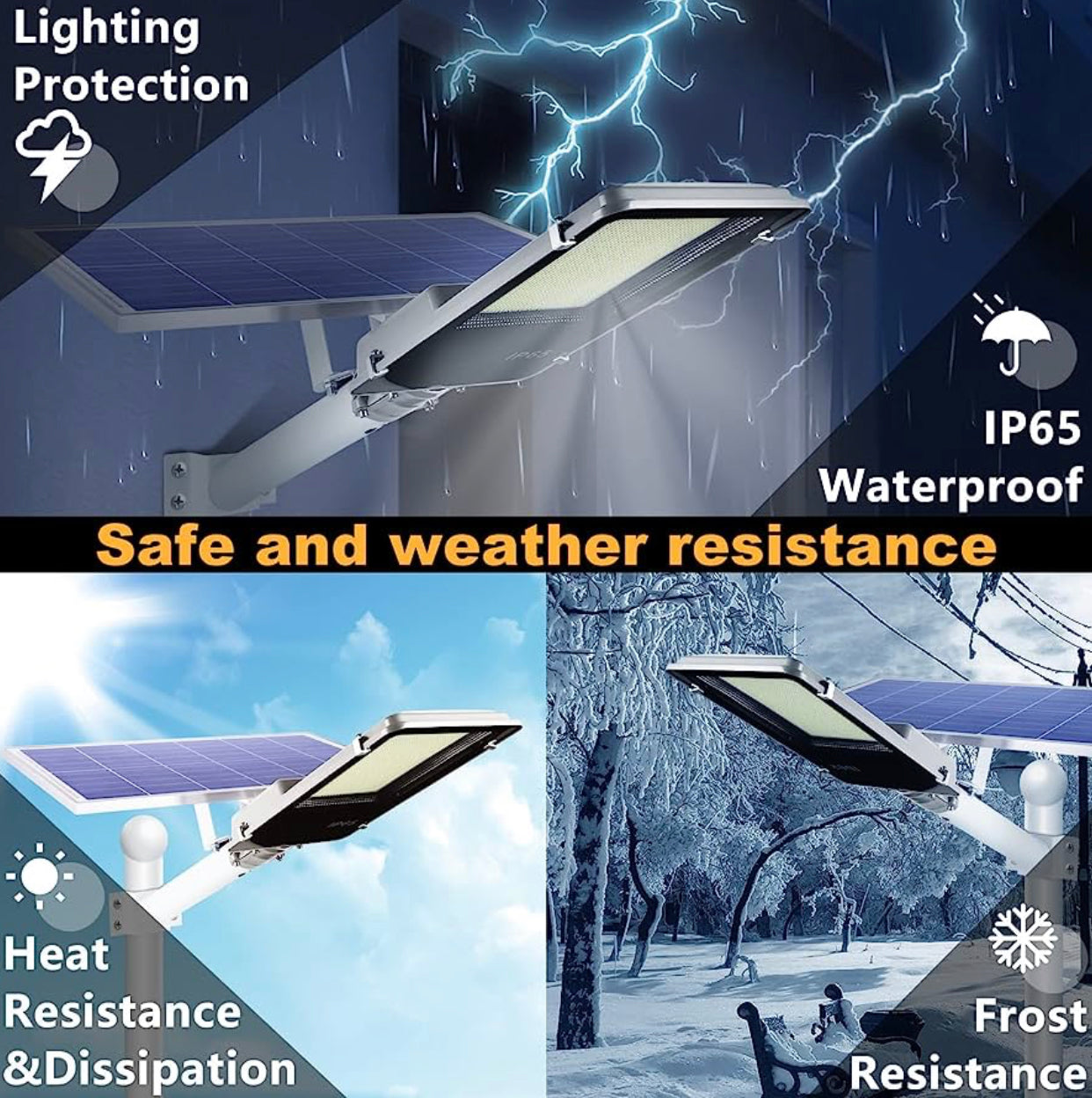 Lighteme 1000W Commercial Solar Street Light Outdoor 100000 Lumens Dusk to Dawn Solar with Remote Control