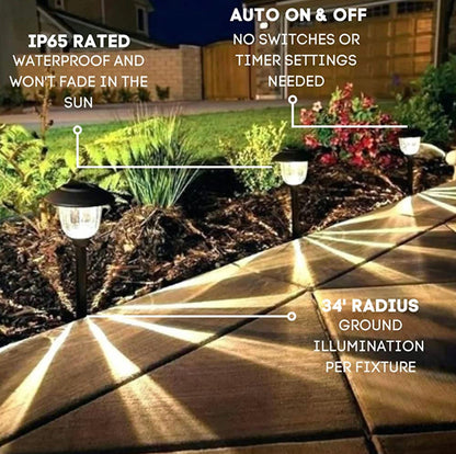 Lighteme 8 Pack Solar Pathway LED Lights Outdoor-Stainless Steel 15 Lumen