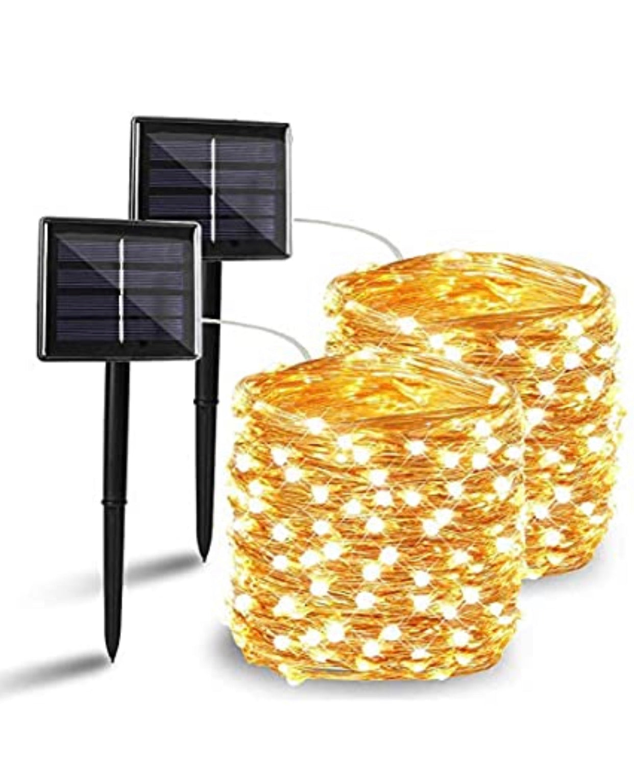 2PK Lighteme Solar String Lights Outdoor Copper Wire, Waterproof Solar Fairy Lights with 8 Lighting Modes