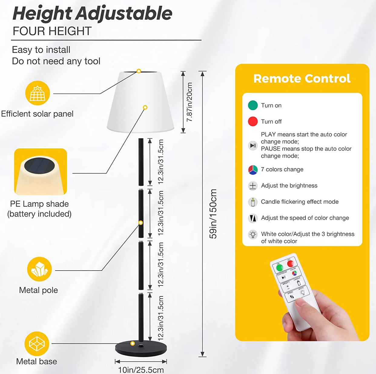 Lighteme Solar Powered Patio Outdoor Floor Lamp