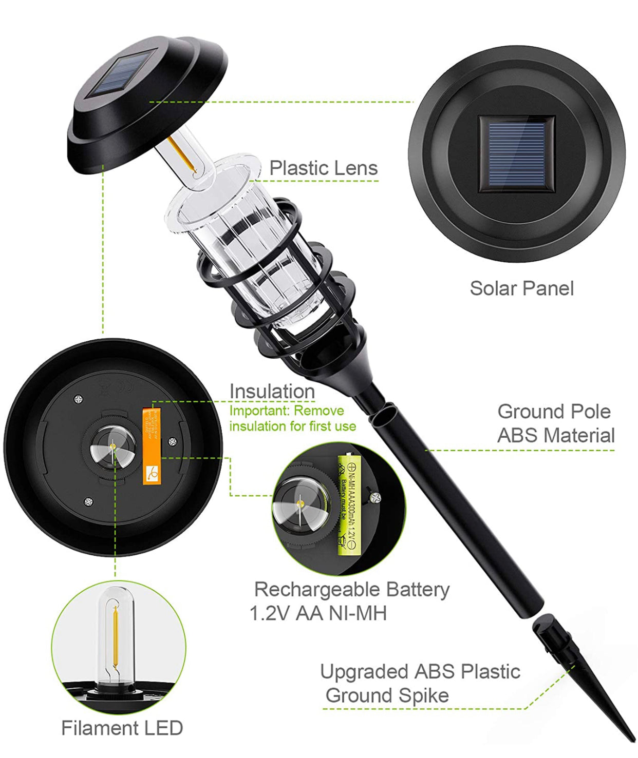 Lighteme Solar Pathway Lights Outdoor 8 Pack