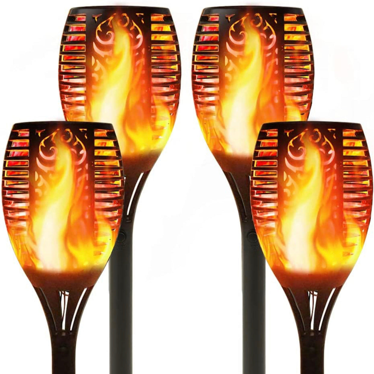 Lighteme Solar LED Flame Lamp Lawn Flame Flickering Torch Light Outdoor Fire 96 LED Lights 4 Pack