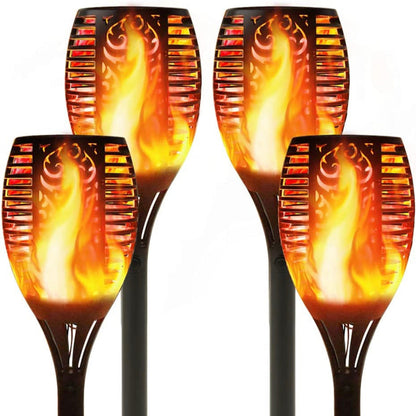 Lighteme Solar LED Flame Lamp Lawn Flame Flickering Torch Light Outdoor Fire 96 LED Lights 4 Pack