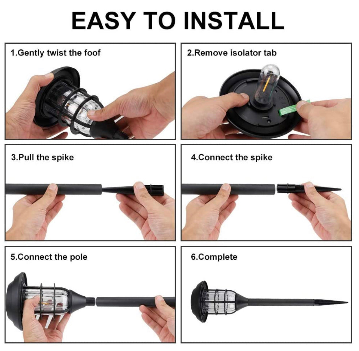 Lighteme Solar Pathway Lights Outdoor 8 Pack