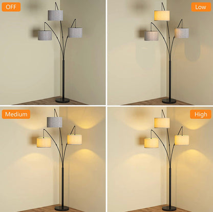 Lighteme Modern Arc Floor Lamp w/ Marble Base -- 3 Lights Hanging Over The Couch from Behind - Multi Head Arching Tree Lamp -Oil Rubbed Bronze