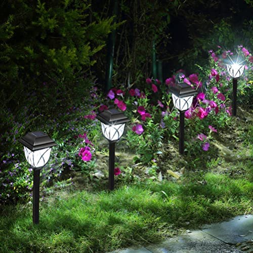 Lighteme 8 Pack Solar LED Lights,Large Rotating Outdoor Pathway Up To 10 Lumen