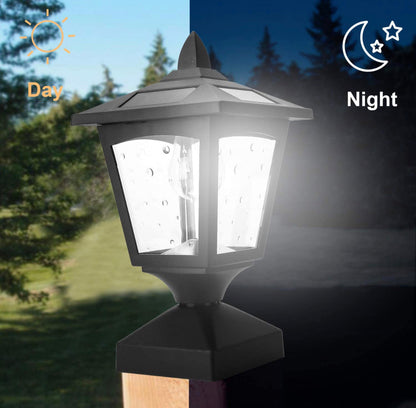 Lighteme Solar Post Cap Lights Outdoor for Wood Fence Posts Pathway, Deck, Pack of 2
