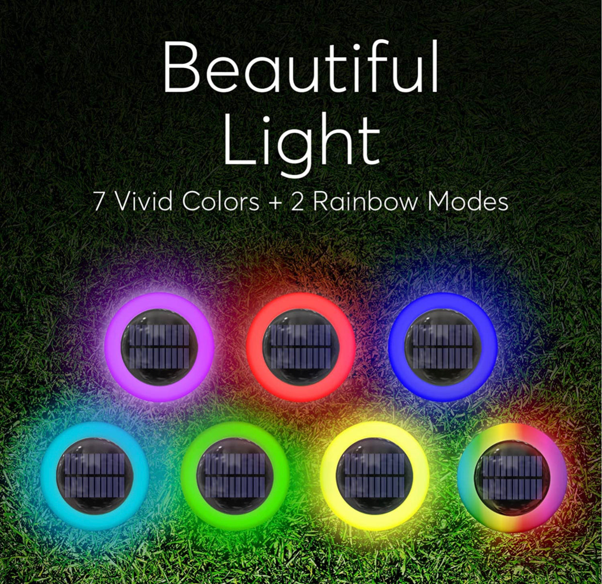 (6 Pack) Lighteme Colorize Solar Lights Color Change Stainless Steel Ring Lights In-Ground