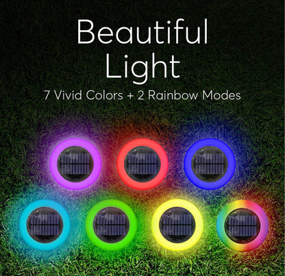 (6 Pack) Lighteme Colorize Solar Lights Color Change Stainless Steel Ring Lights In-Ground