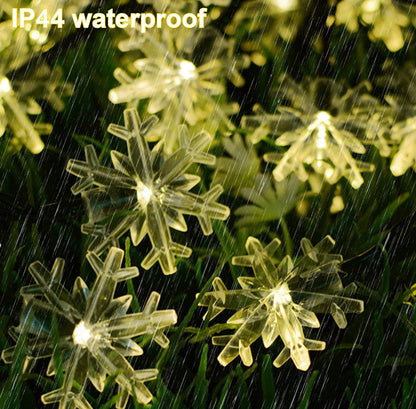 Lighteme 33Ft Solar Snowflake Twinkle Star String Lights, 100 LED Outdoor 8 Lighting Modes & Waterproof