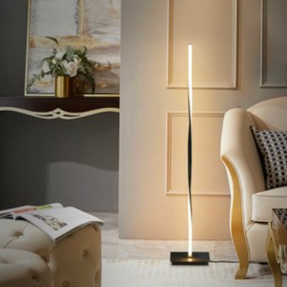 Lighteme Modern LED Floor Lamp for Living Room Bright Lighting - 48" Tall Light-Dimmable