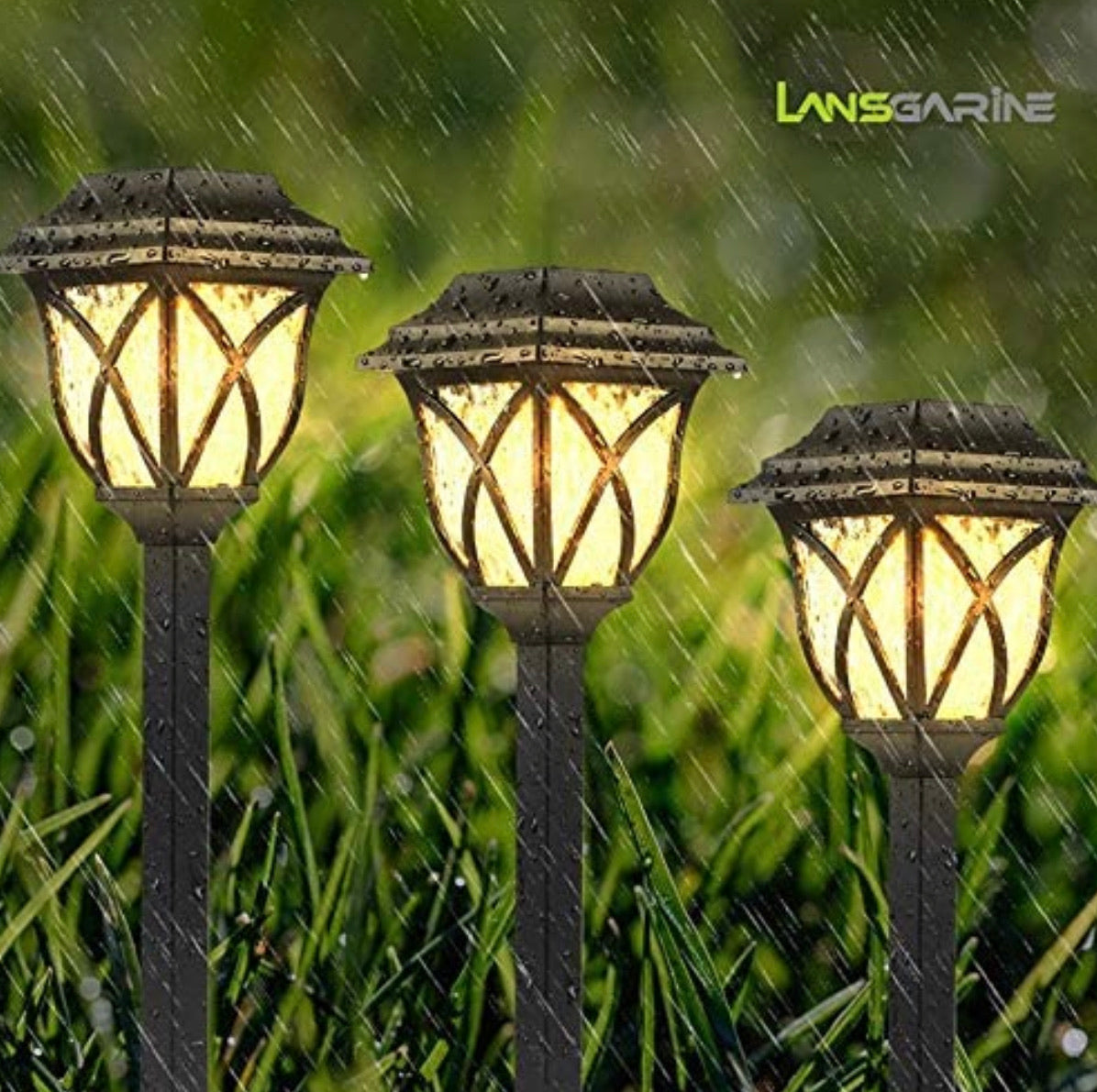 Lighteme 8 Pack Solar LED Lights,Large Rotating Outdoor Pathway Up To 10 Lumen