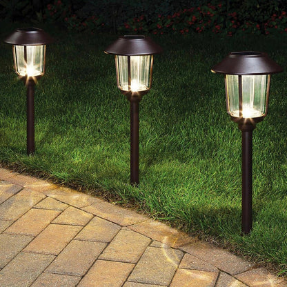 Lighteme 15-Lumen Solar Pathway Lights, Aluminum And Glass 6 Pack