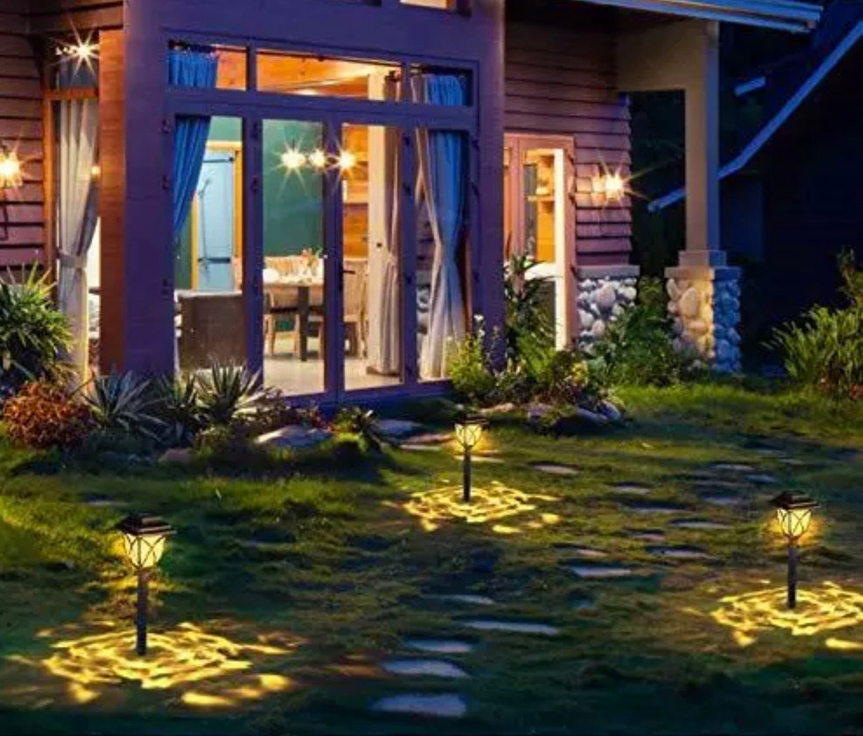 Lighteme 8 Pack Solar LED Lights,Large Rotating Outdoor Pathway Up To 10 Lumen