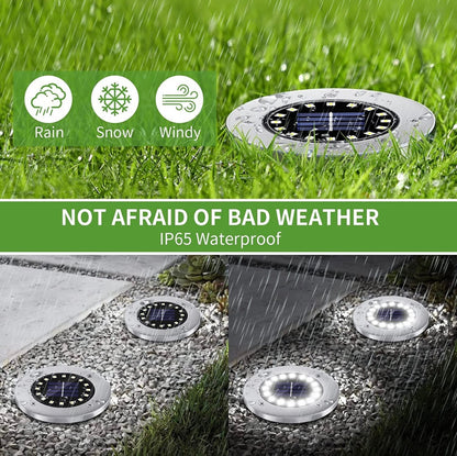 Lighteme Solar Garden Disk Lights 16LED Solar Ground Lights Underground Lights,4 Pack-20 Lumen
