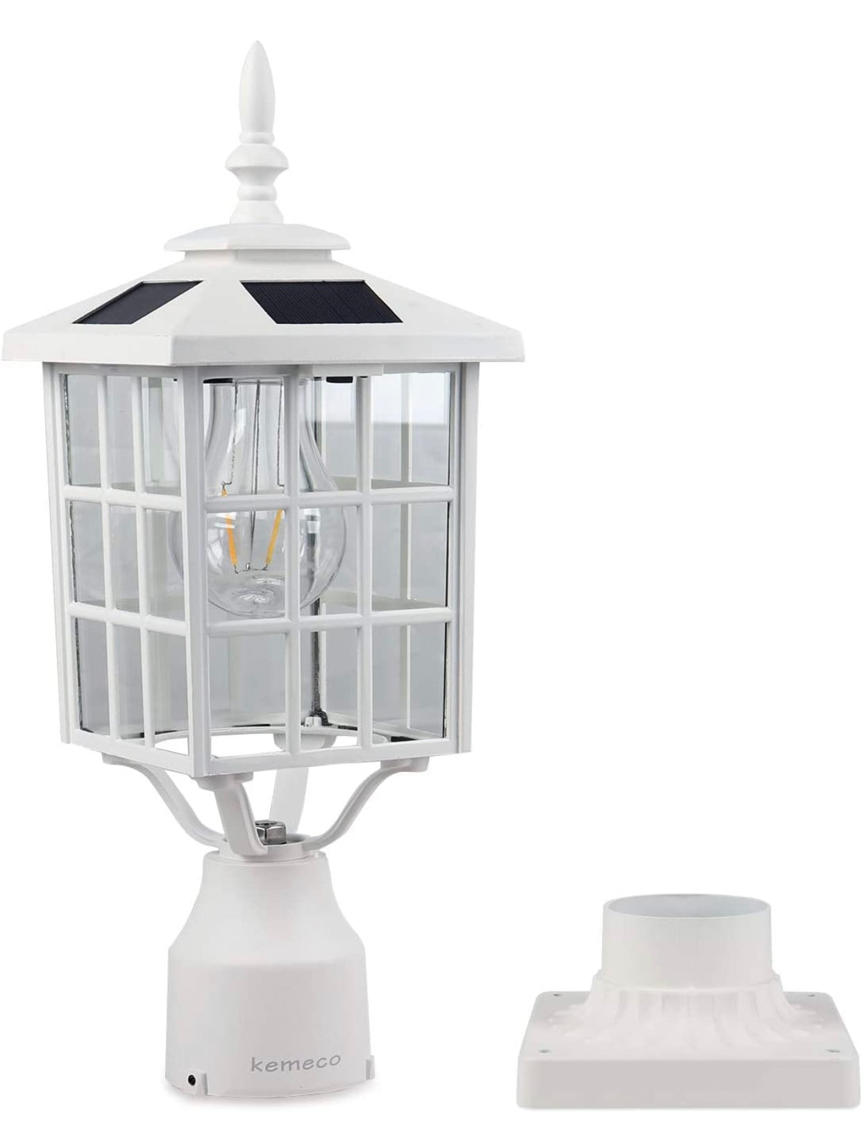 Lighteme LED Cast Aluminum Solar Post Light Fixture with 3-Inch Fitter Base for Outdoor Garden Post Pole Mount