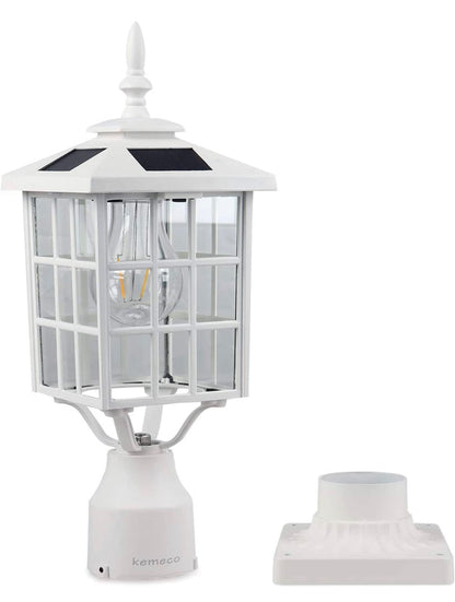 Lighteme LED Cast Aluminum Solar Post Light Fixture with 3-Inch Fitter Base for Outdoor Garden Post Pole Mount