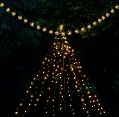 Lighteme 33Ft Solar Snowflake Twinkle Star String Lights, 100 LED Outdoor 8 Lighting Modes & Waterproof