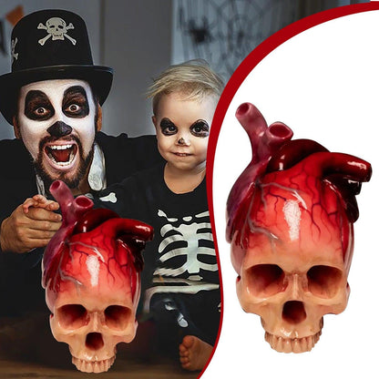Lighteme Realistische Halloween-Totenkopfskulptur in Herzform