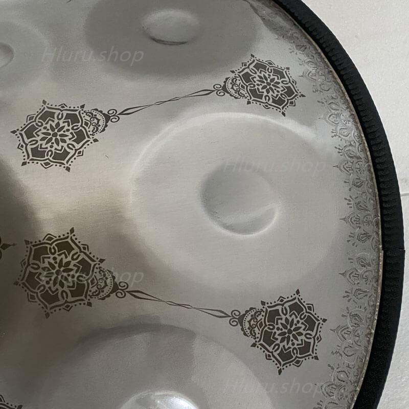 Royal Garden Maßgeschneiderte F3 Handpan 22 Zoll (12+2) Noten Edelstahl/Nitridstahl Handgefertigte Mandala-Handpan Drum