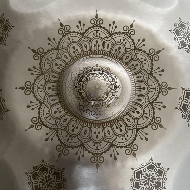 Royal Garden Maßgeschneiderte F3 Handpan 22 Zoll (12+2) Noten Edelstahl/Nitridstahl Handgefertigte Mandala-Handpan Drum