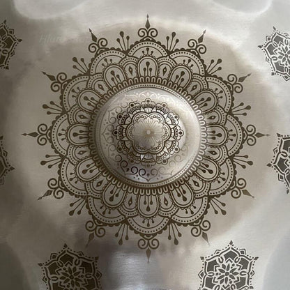 Royal Garden Maßgeschneiderte F3 Handpan 22 Zoll (12+2) Noten Edelstahl/Nitridstahl Handgefertigte Mandala-Handpan Drum