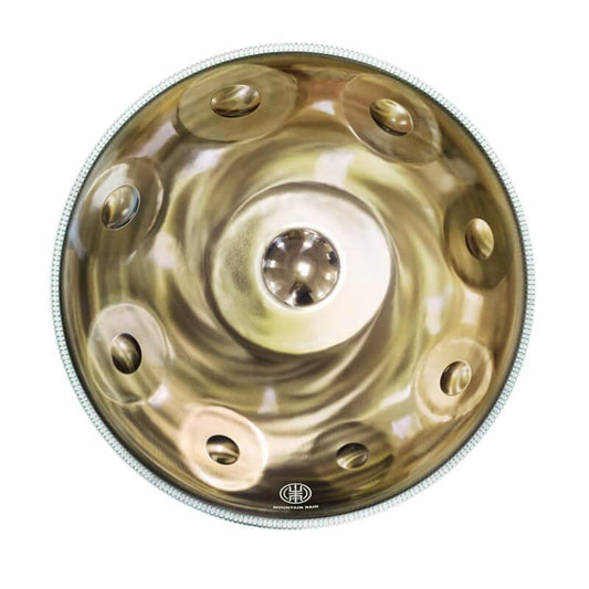 Mountain Rain Maßgeschneiderte 22 Zoll 9/9+2 Noten Edelstahl-Handpan-Trommel, F3 dorische Tonleiter Hang Hand Pan