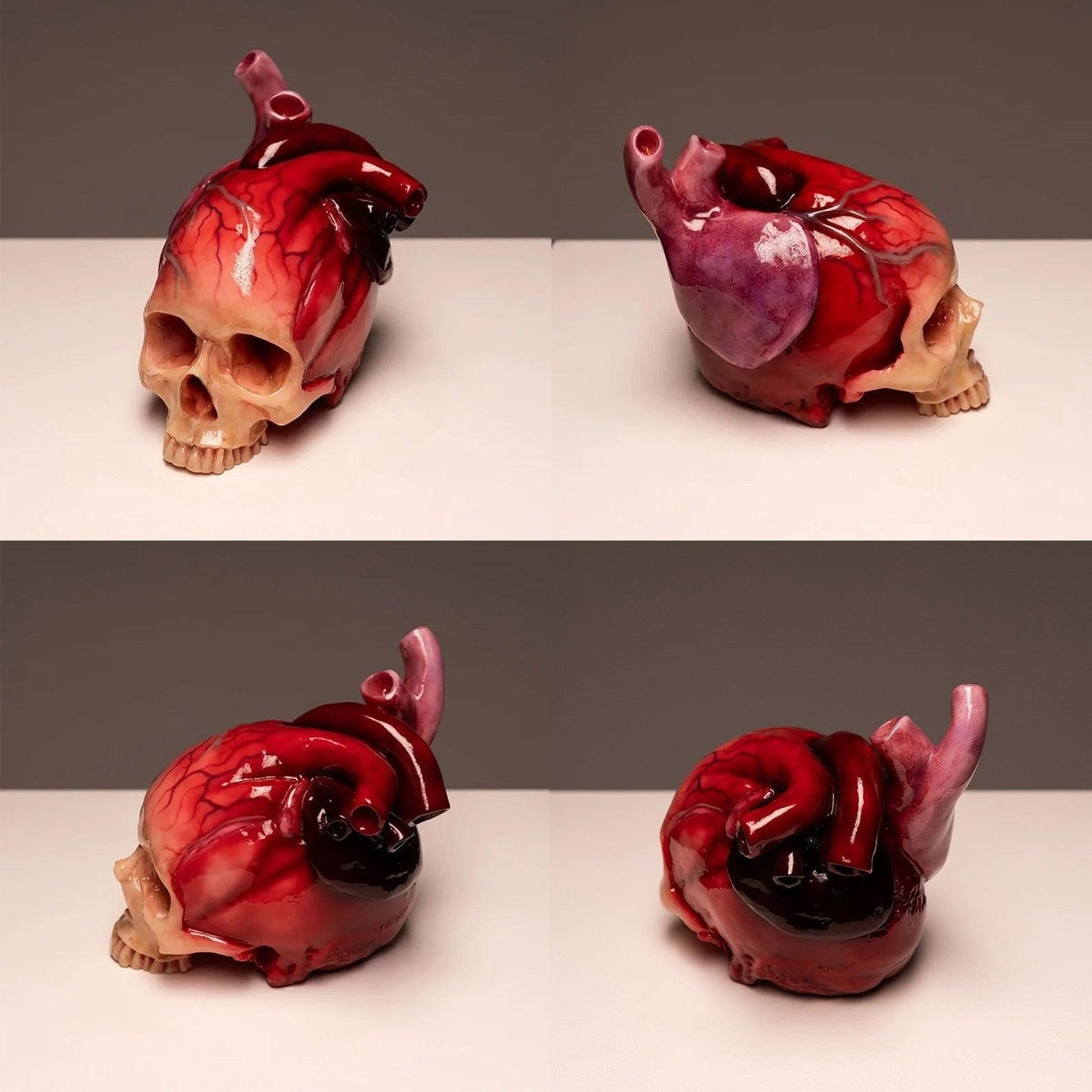 Lighteme Realistische Halloween-Totenkopfskulptur in Herzform
