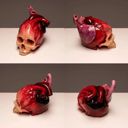 Lighteme Realistische Halloween-Totenkopfskulptur in Herzform