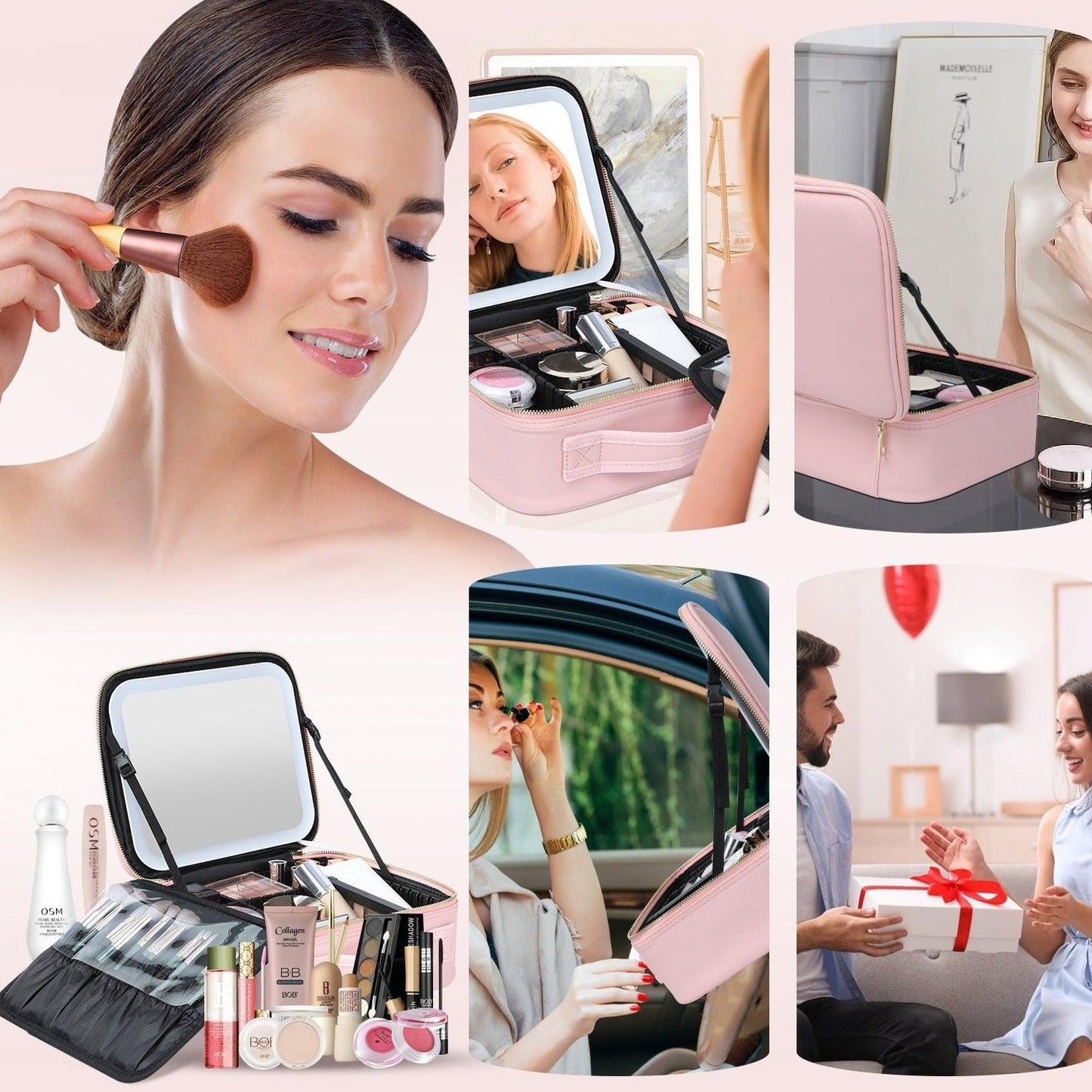 Lighteme LED-Spiegel-Make-up-Reisekoffer